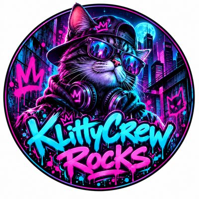 KlittyCrew Rocks graffiti cat sticker – Purple Night