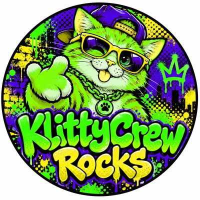 KlittyCrew Rocks graffiti cat sticker – Gold Chain – colour 1