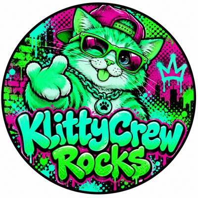 KlittyCrew Rocks graffiti cat sticker – Gold Chain – colour 2