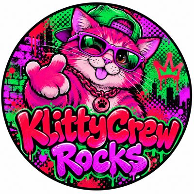 KlittyCrew Rocks graffiti cat sticker – Gold Chain – colour 5