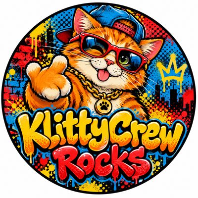 KlittyCrew Rocks graffiti cat sticker – Gold Chain