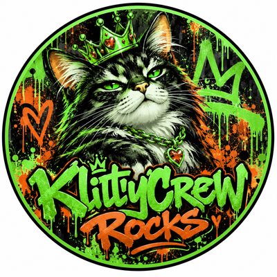 KlittyCrew Rocks graffiti cat sticker – Gold Crown – colour 1