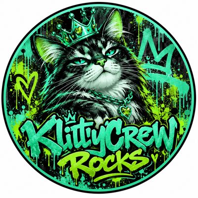 KlittyCrew Rocks graffiti cat sticker – Gold Crown – colour 2