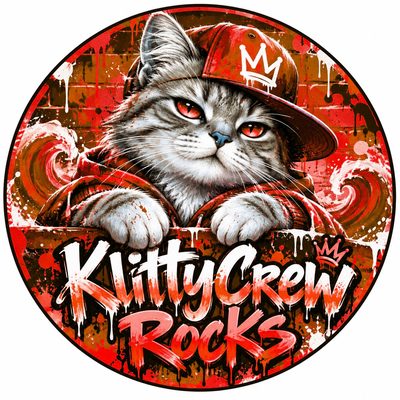 KlittyCrew Rocks graffiti cat sticker – Blue Wave – colour 3