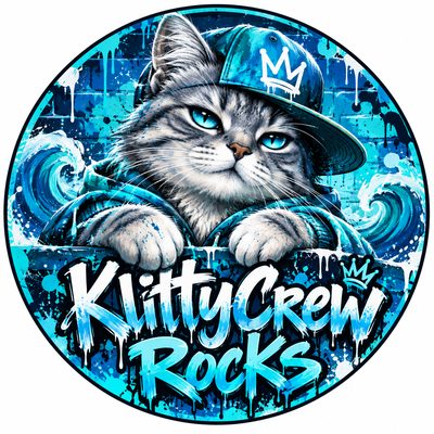 KlittyCrew Rocks graffiti cat sticker – Blue Wave