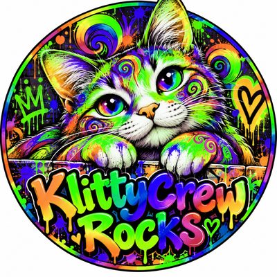 KlittyCrew Rocks graffiti cat sticker – Rainbow – colour 1