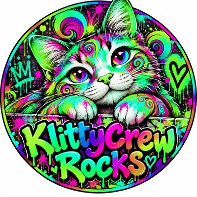 KlittyCrew Rocks graffiti cat sticker – Rainbow – colour 2