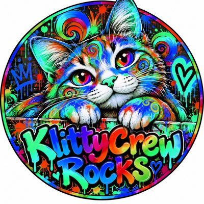 KlittyCrew Rocks graffiti cat sticker – Rainbow – colour 3