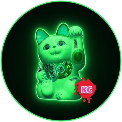Neon lucky cat sticker – maneki-neko, neon green