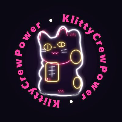 Neon lucky cat sticker – maneki-neko, neon lines klittycrewpower