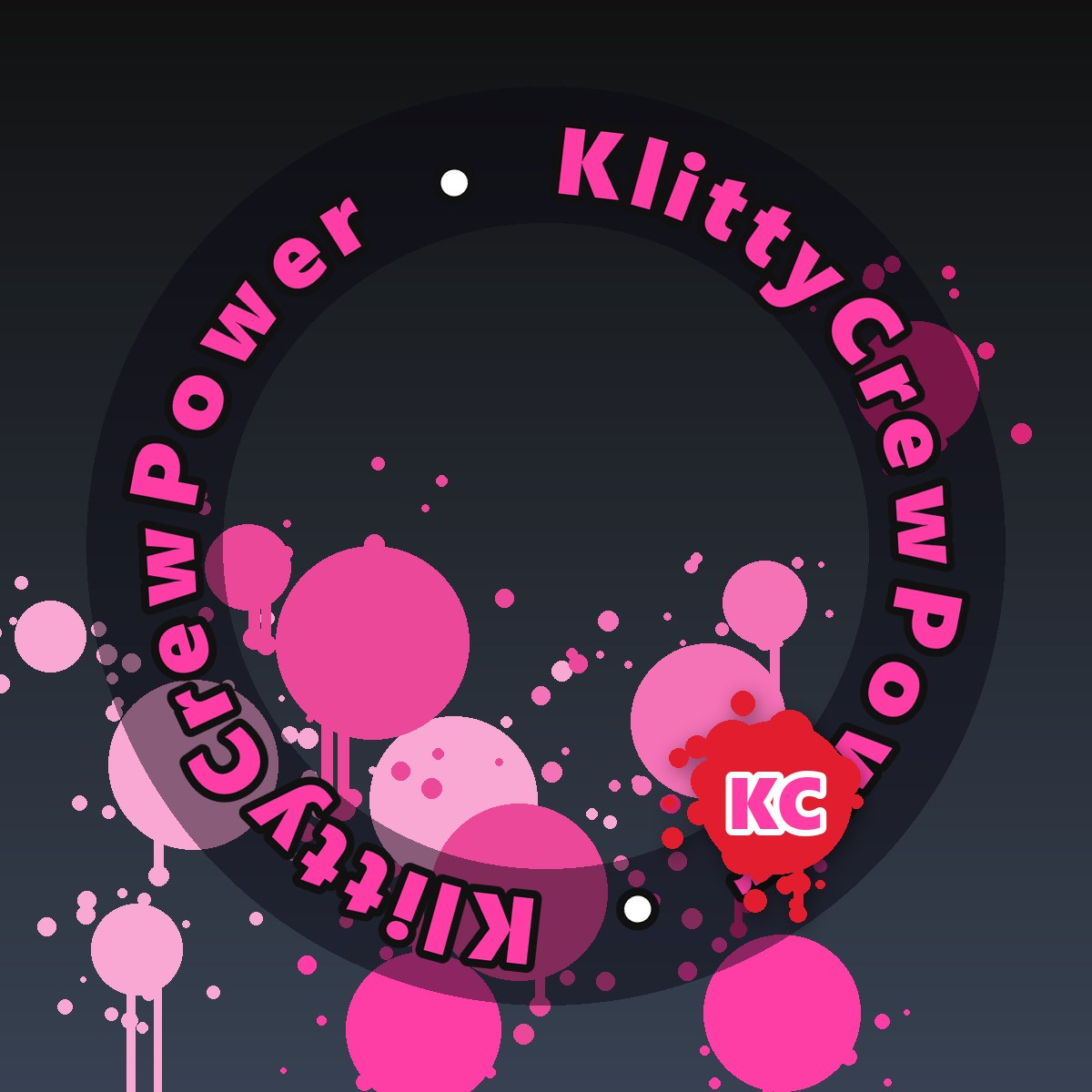 Black KlittyCrewPower gradient sticker – round street art sticker