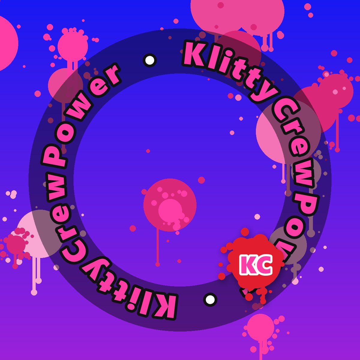 Blue Violet KlittyCrewPower gradient sticker – round street art sticker