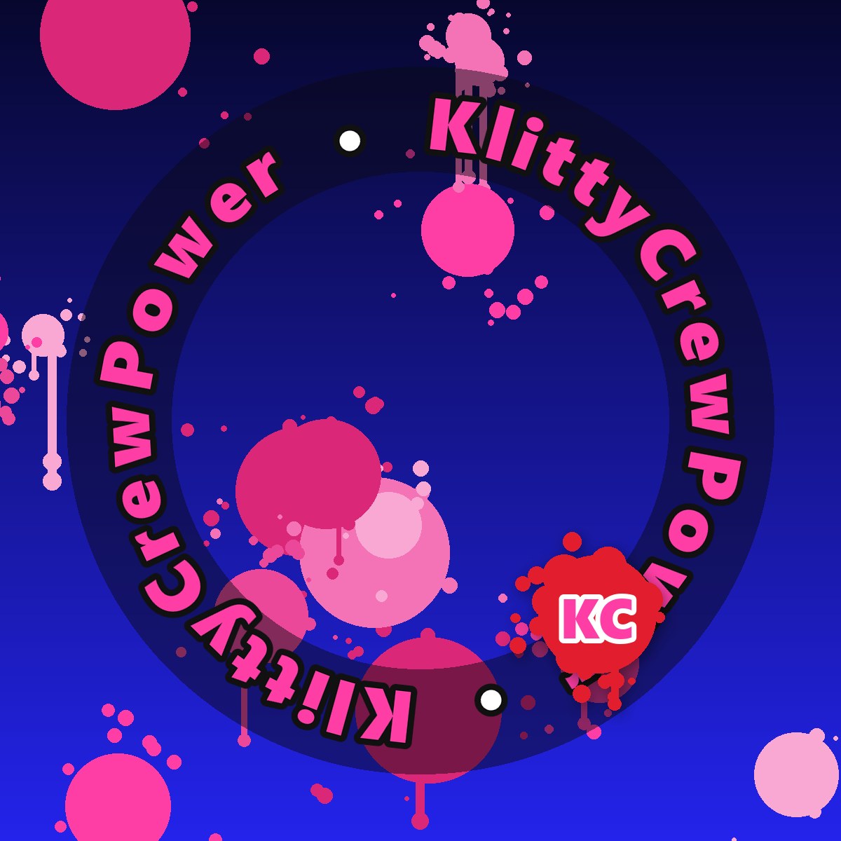 Dark Blue KlittyCrewPower gradient sticker – round street art sticker