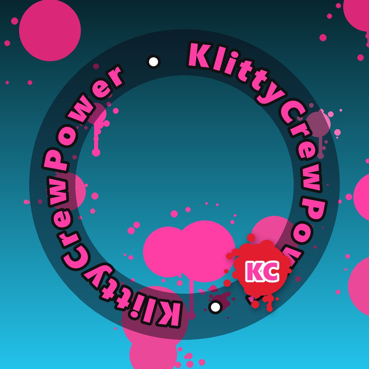 Dark Cyan KlittyCrewPower gradient sticker – round street art sticker