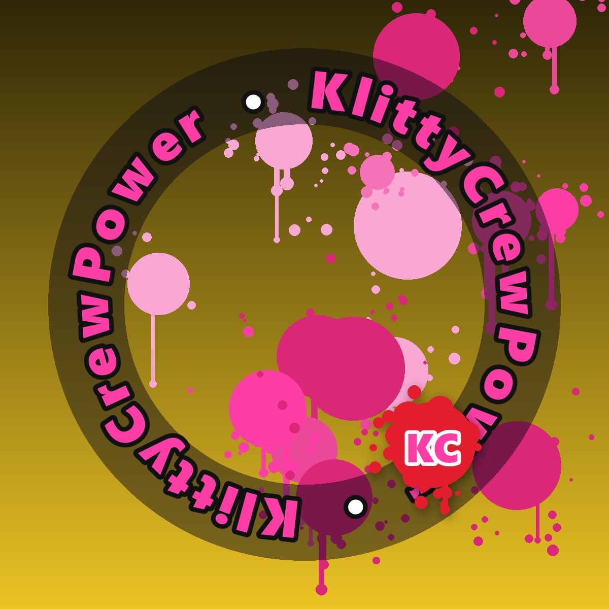 Dark Gold KlittyCrewPower gradient sticker – round street art sticker