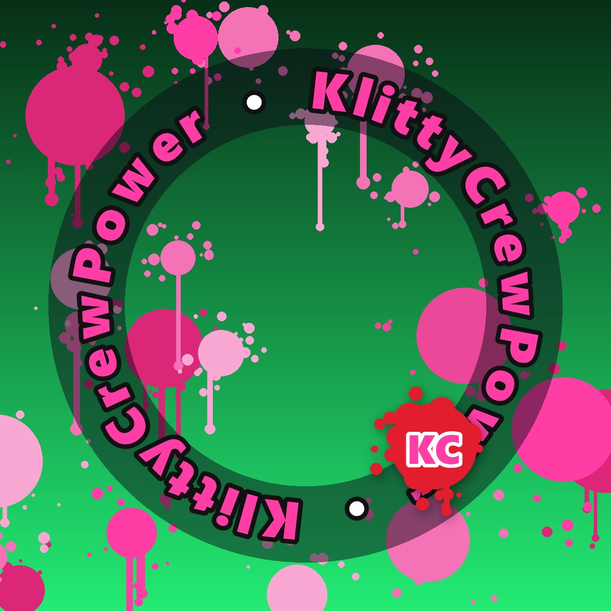 Dark Green KlittyCrewPower gradient sticker – round street art sticker