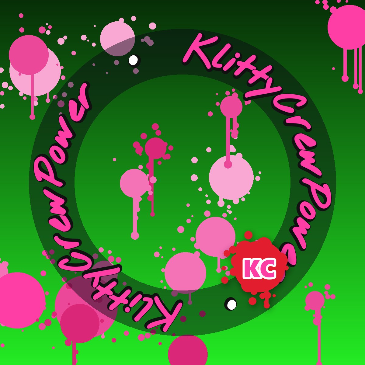 KlittyCrewPower-Verlaufssticker Dunkelgrün – runder Street-Art-Sticker
