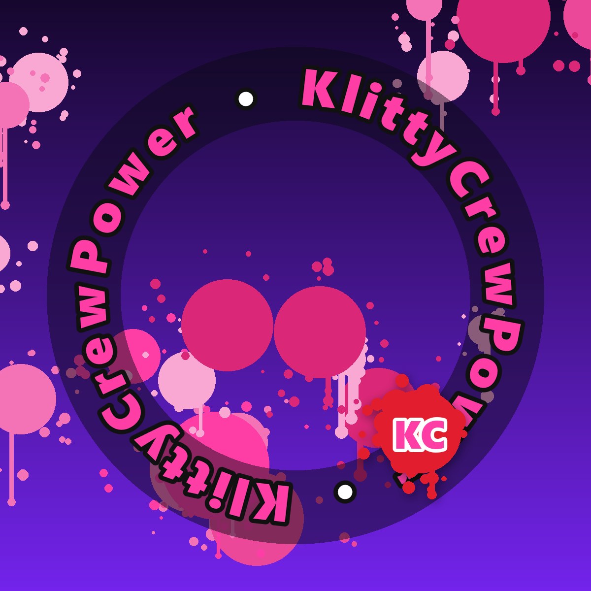 Dark Indigo KlittyCrewPower gradient sticker – round street art sticker