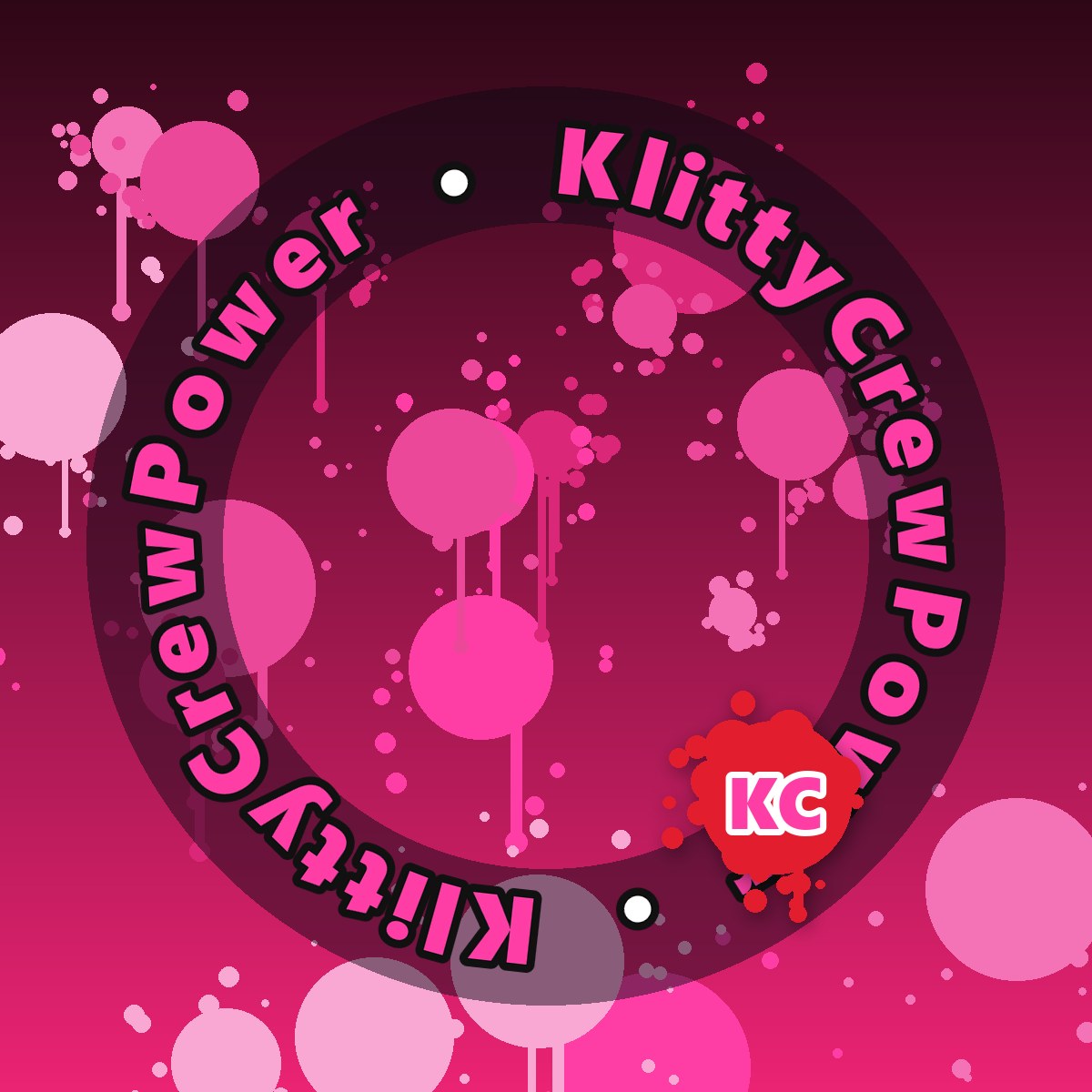Dark Magenta KlittyCrewPower gradient sticker – round street art sticker