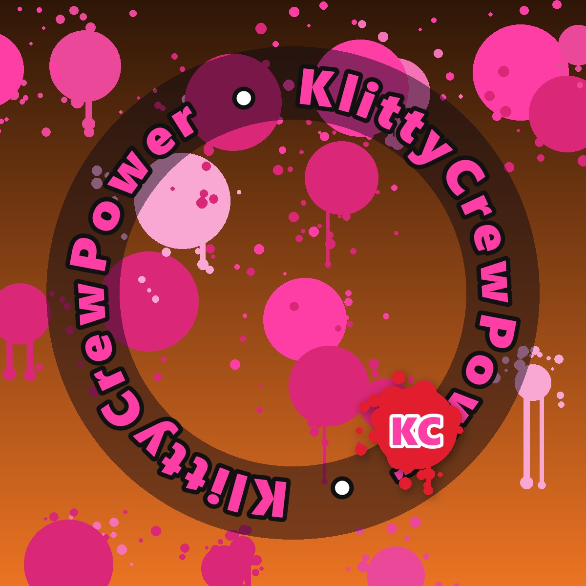 Dark Orange KlittyCrewPower gradient sticker – round street art sticker