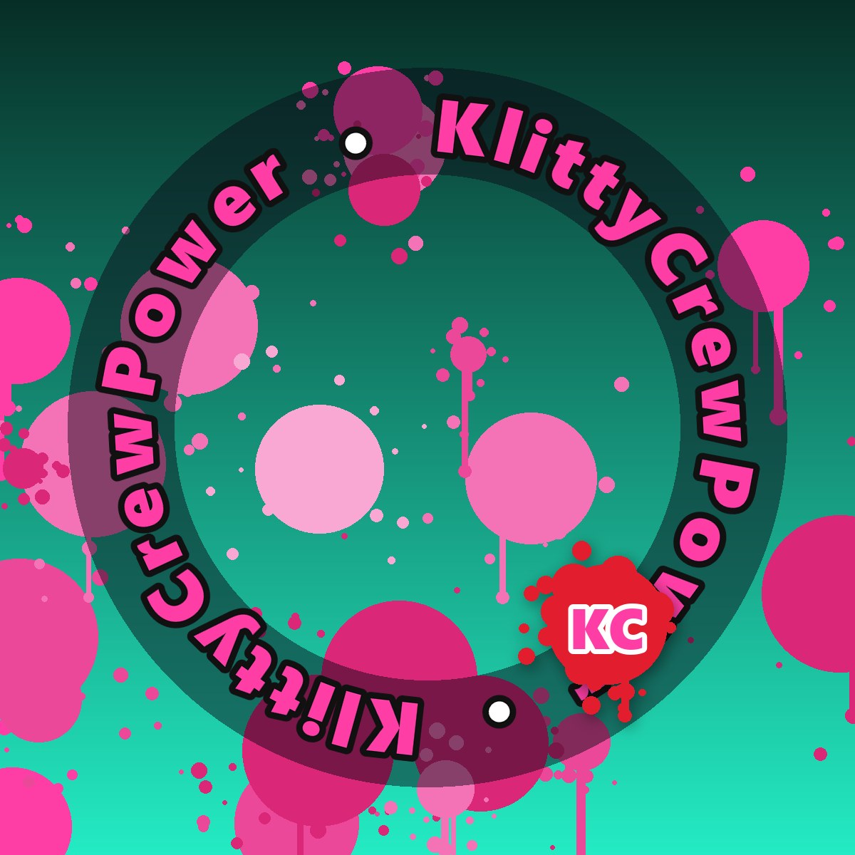 Dark Teal KlittyCrewPower gradient sticker – round street art sticker