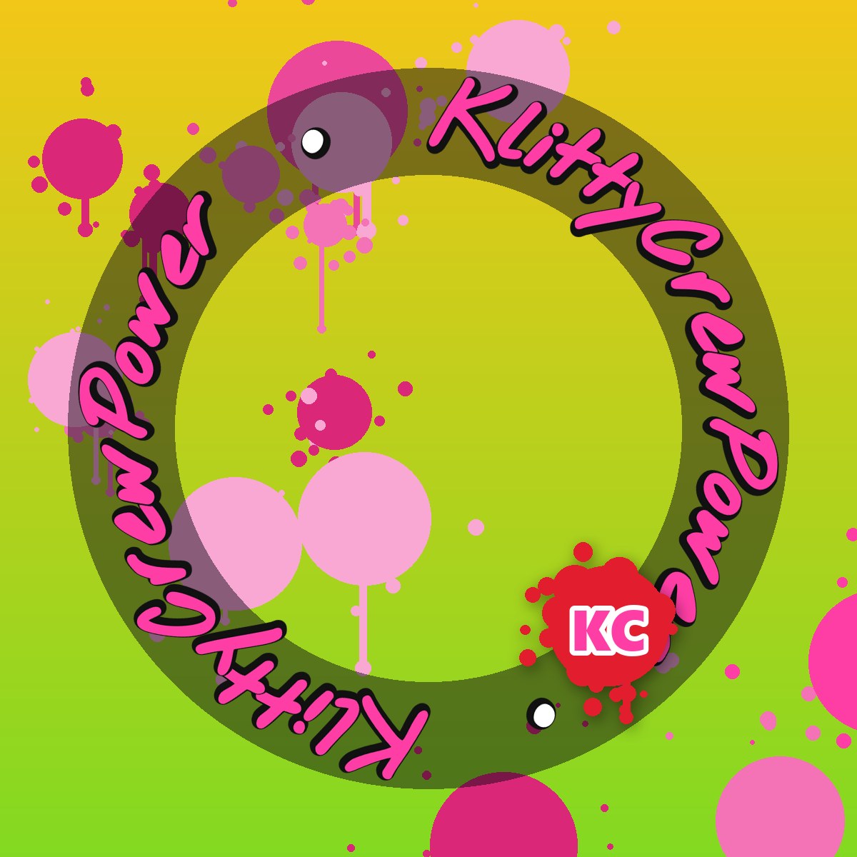 KlittyCrewPower-Verlaufssticker Gold-Limette – runder Street-Art-Sticker