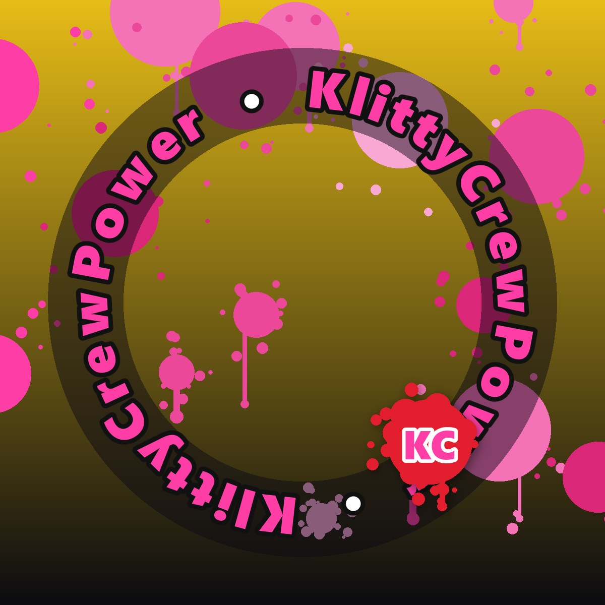Gold To Black KlittyCrewPower gradient sticker – round street art sticker