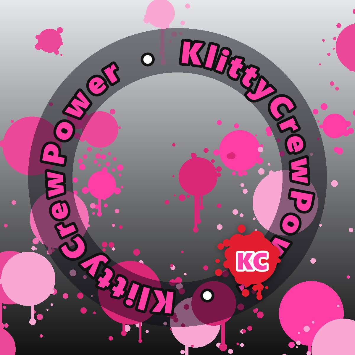 Grey Black KlittyCrewPower gradient sticker – round street art sticker