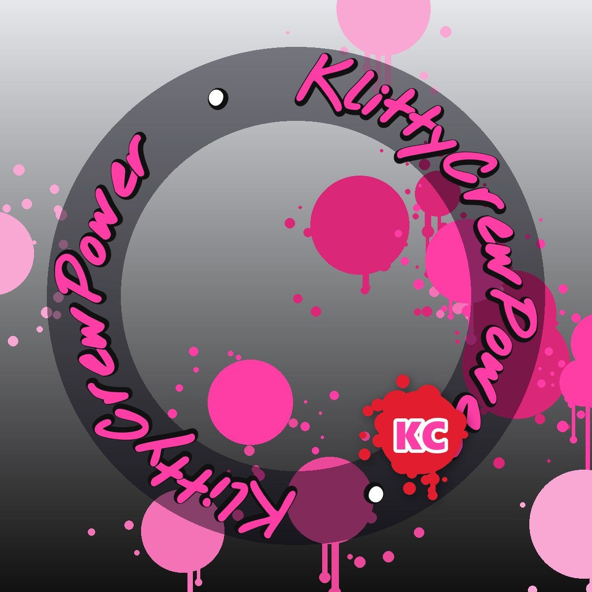 Pegatina degradada KlittyCrewPower gris negro – pegatina redonda de street art