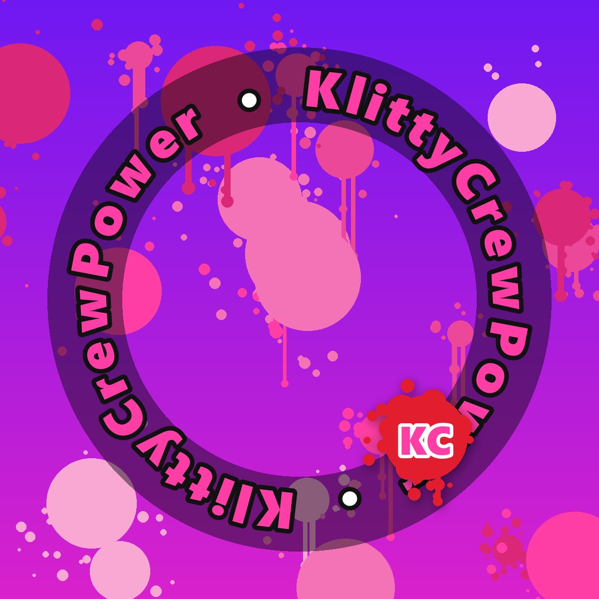 Indigo Purple KlittyCrewPower gradient sticker – round street art sticker