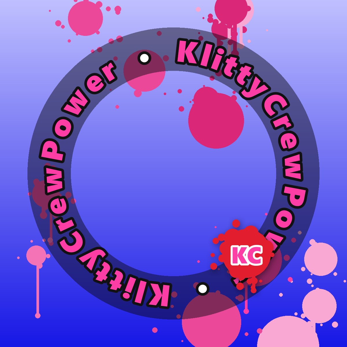 Light Blue KlittyCrewPower gradient sticker – round street art sticker