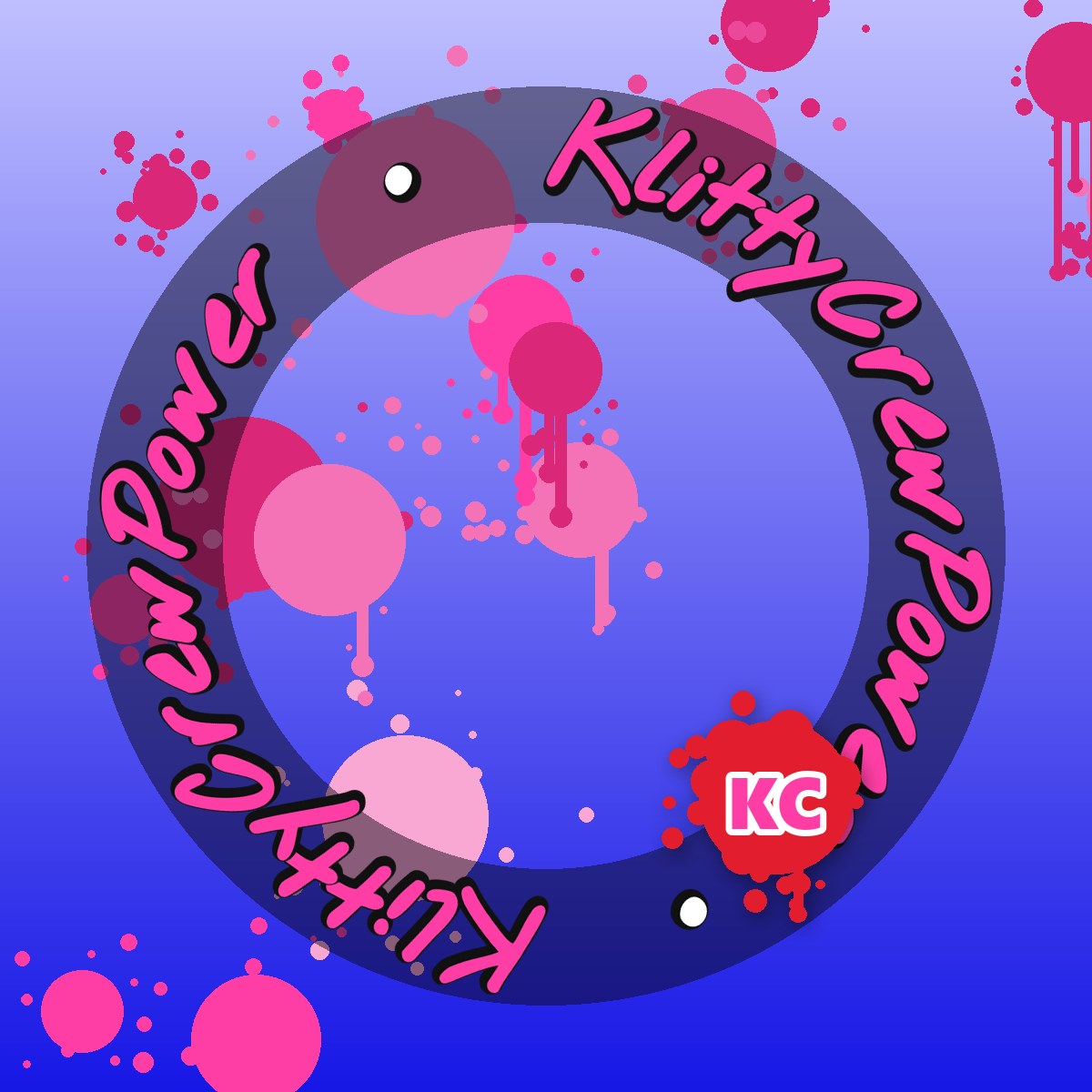 Sticker dégradé KlittyCrewPower bleu clair – sticker street art rond
