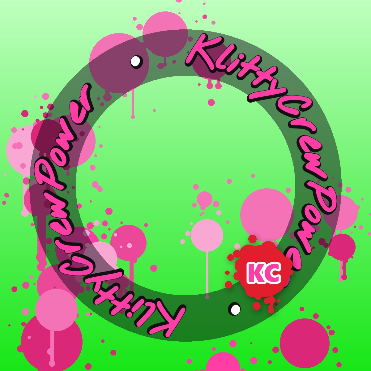 Pegatina degradada KlittyCrewPower verde claro – pegatina redonda de street art