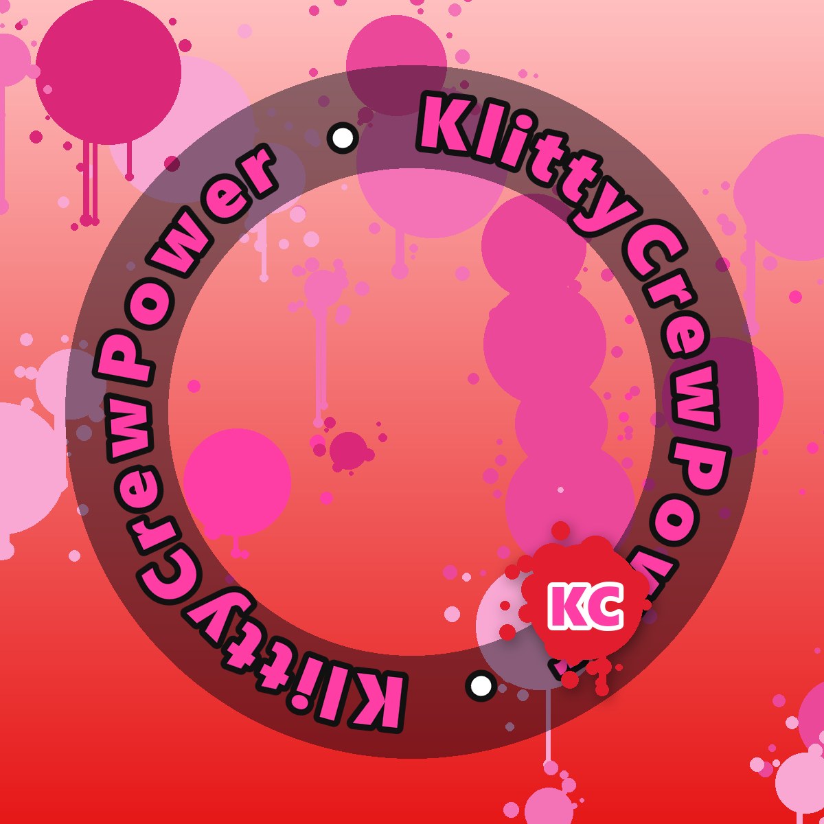 Light Red KlittyCrewPower gradient sticker – round street art sticker