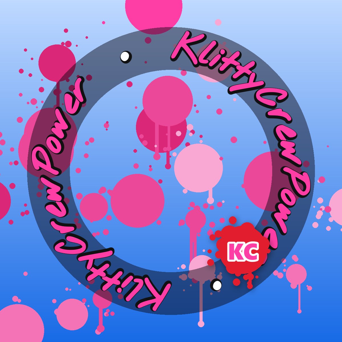 Sticker dégradé KlittyCrewPower bleu ciel clair – sticker street art rond