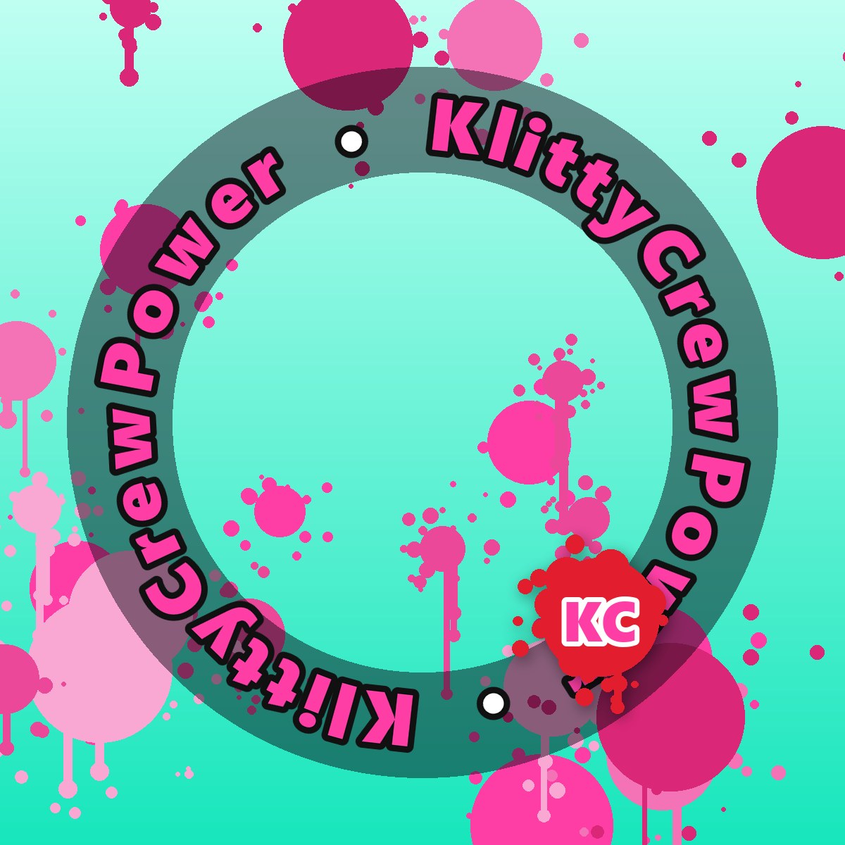 Light Teal KlittyCrewPower gradient sticker – round street art sticker