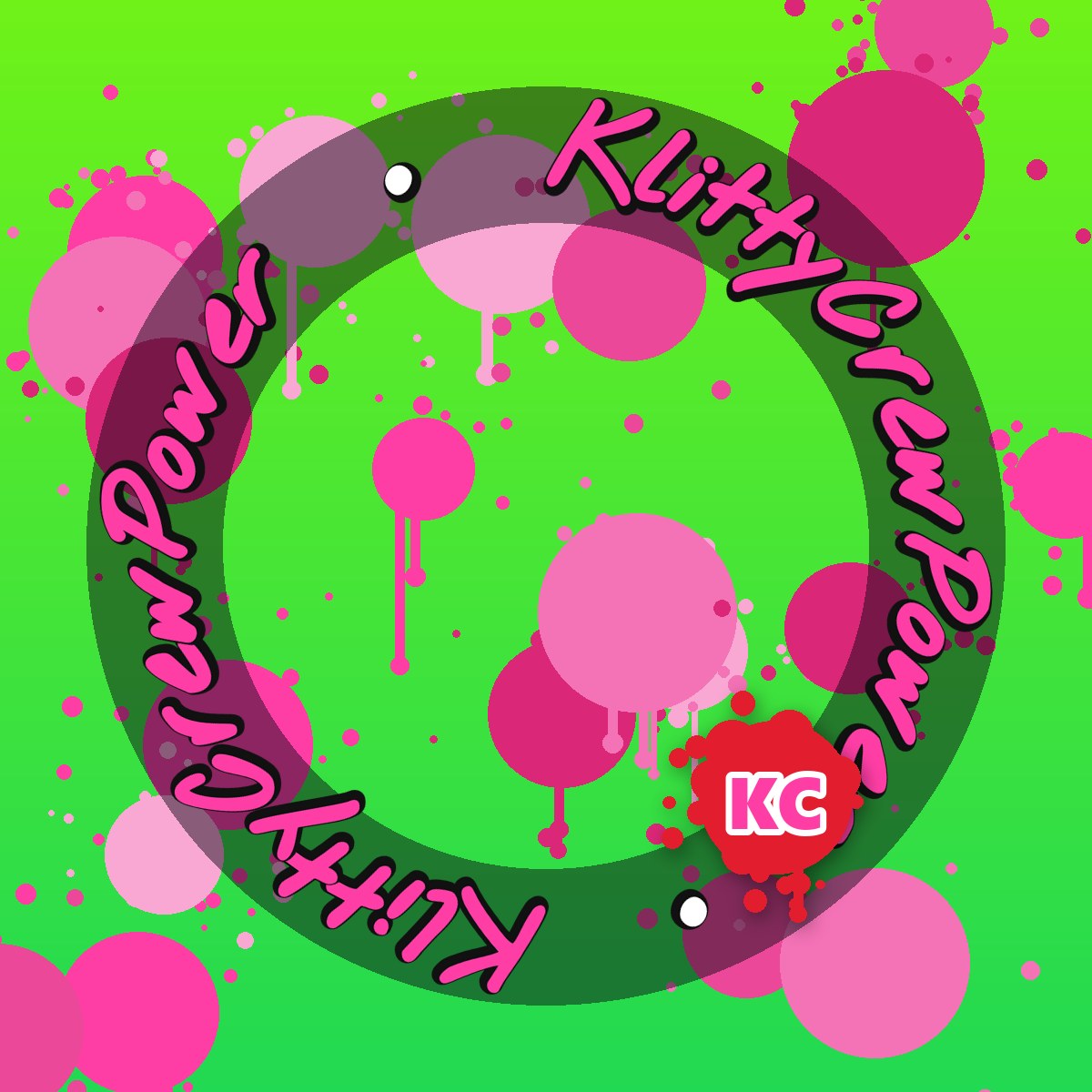 Pegatina degradada KlittyCrewPower lima verde – pegatina redonda de street art