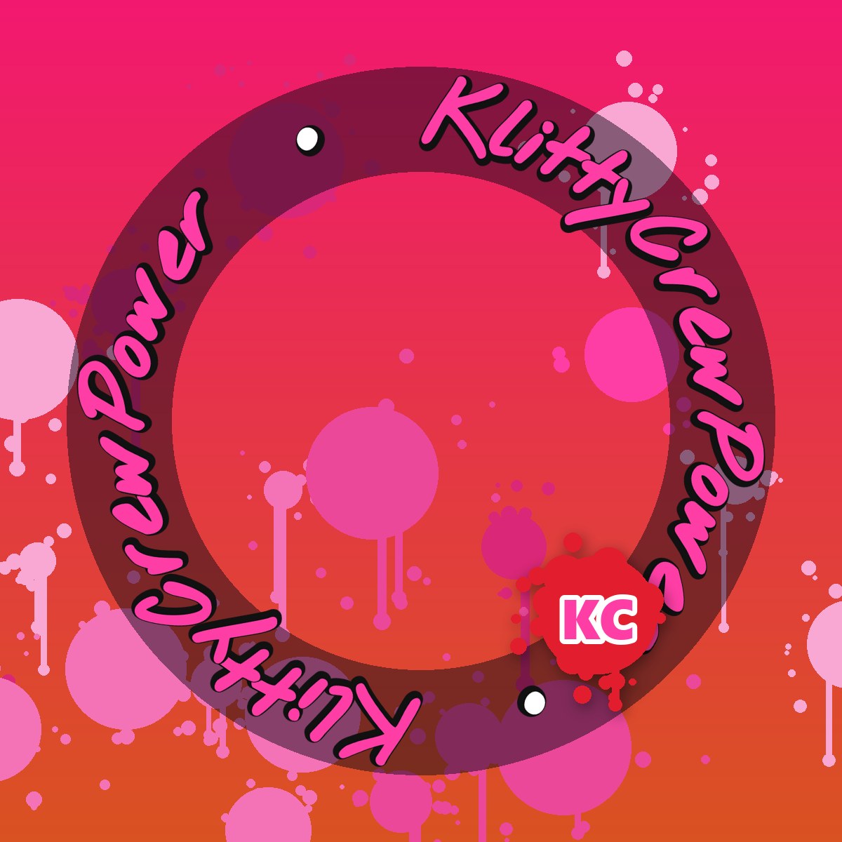 KlittyCrewPower-Verlaufssticker Magentarot – runder Street-Art-Sticker