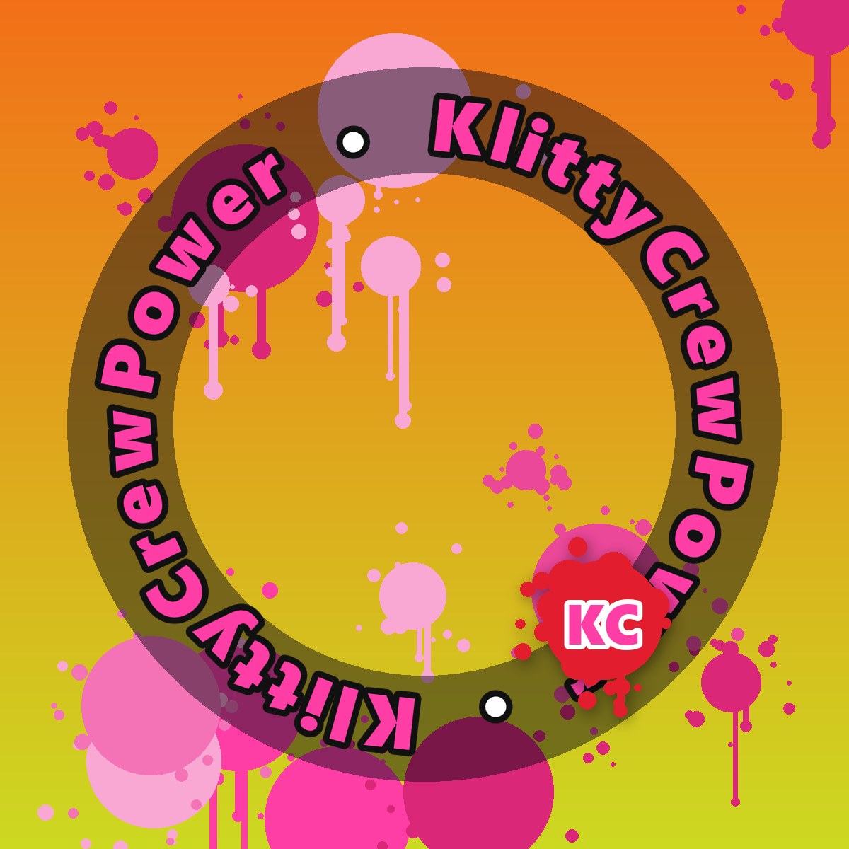 Orange Yellow KlittyCrewPower gradient sticker – round street art sticker
