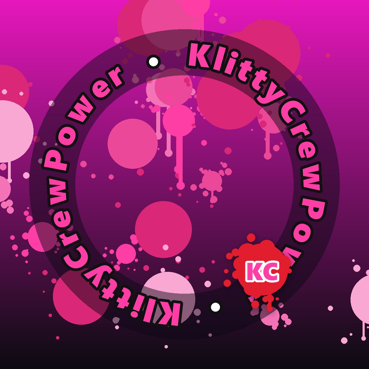 Purple To Black KlittyCrewPower gradient sticker – round street art sticker
