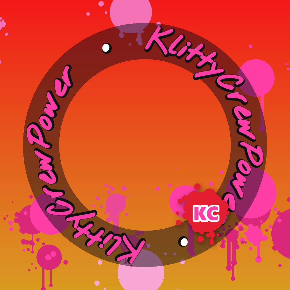 Adesivo gradiente rosso oro KlittyCrewPower – adesivo street art rotondo