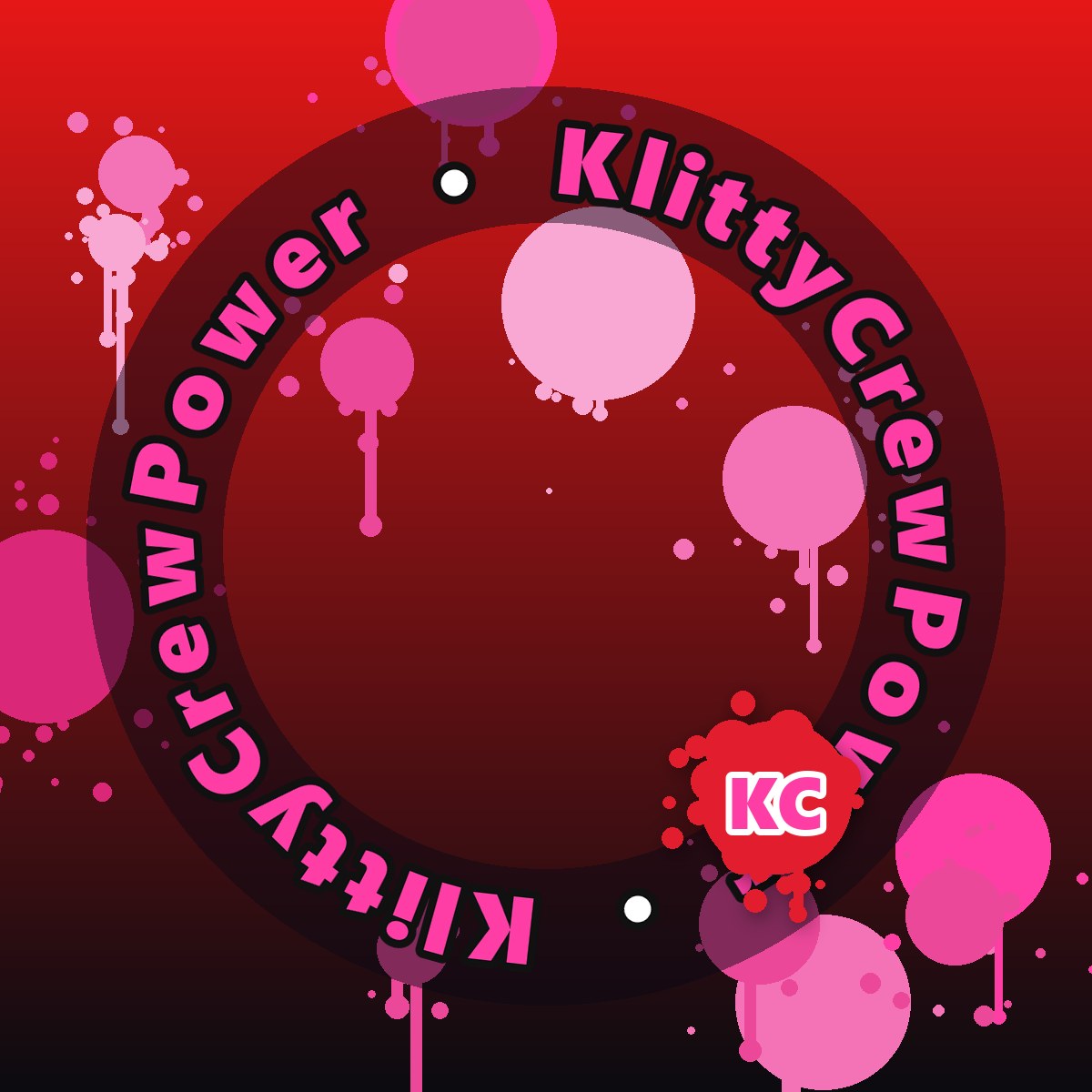 Red To Black KlittyCrewPower gradient sticker – round street art sticker