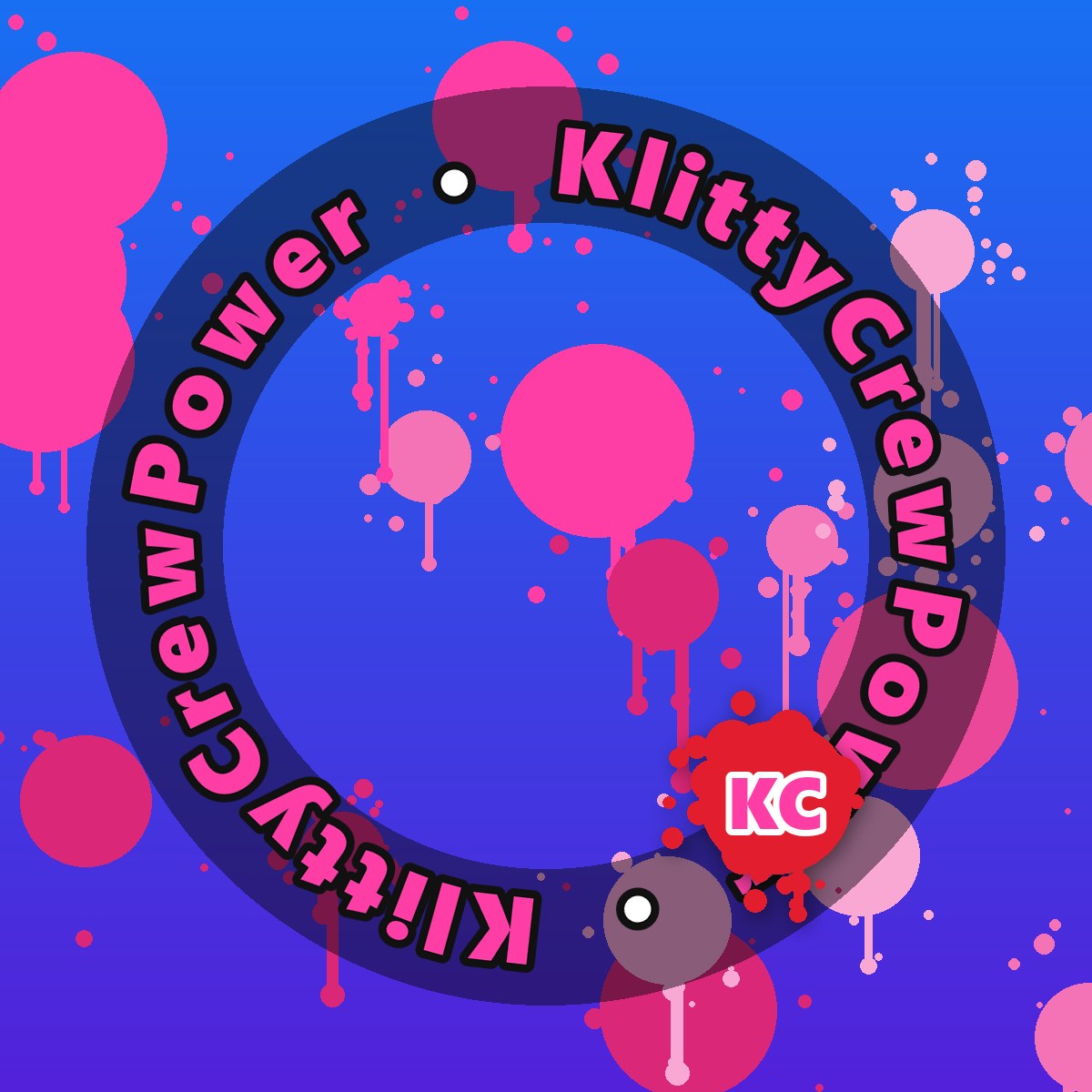 Sky Indigo KlittyCrewPower gradient sticker – round street art sticker