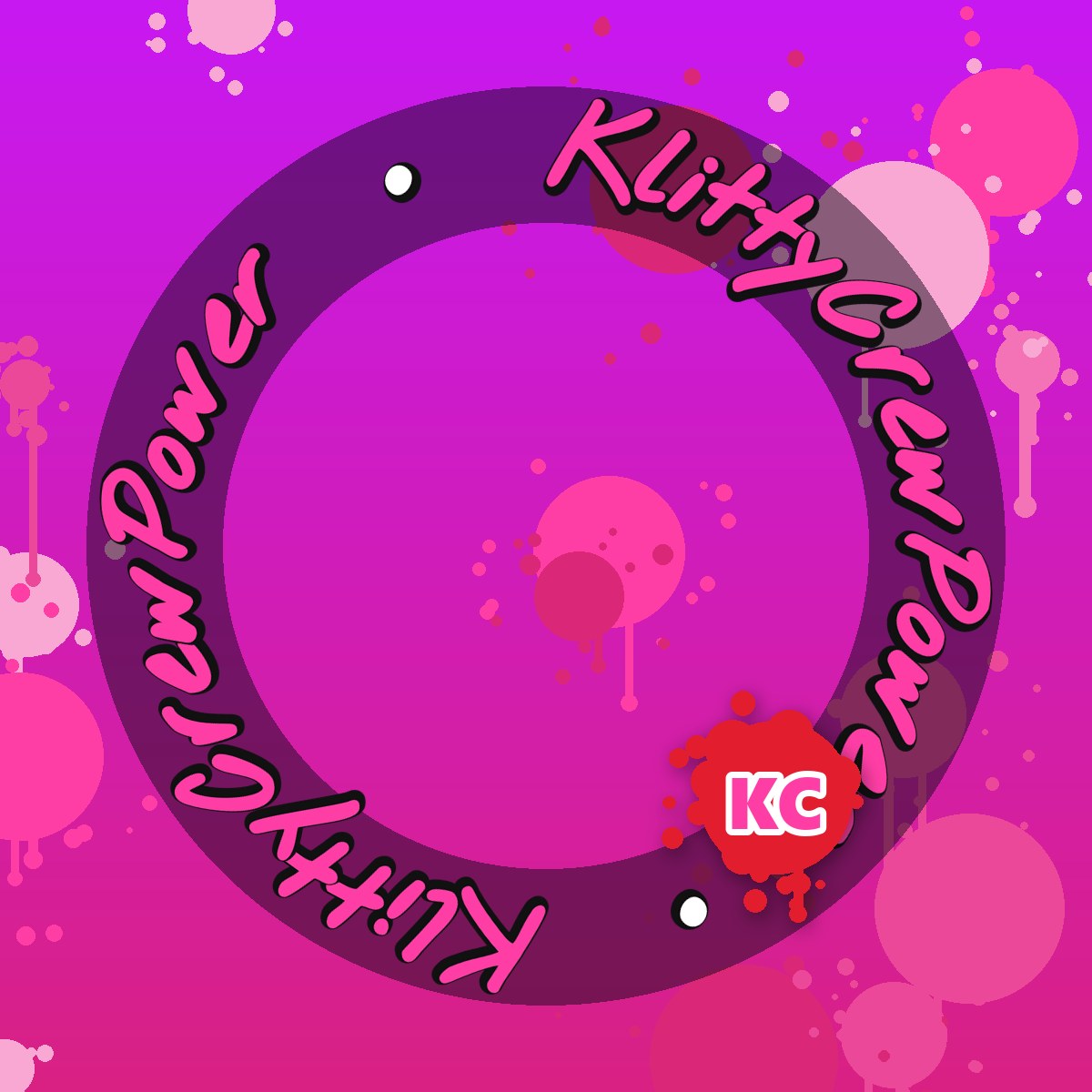 Pegatina degradada KlittyCrewPower violeta magenta – pegatina redonda de street art