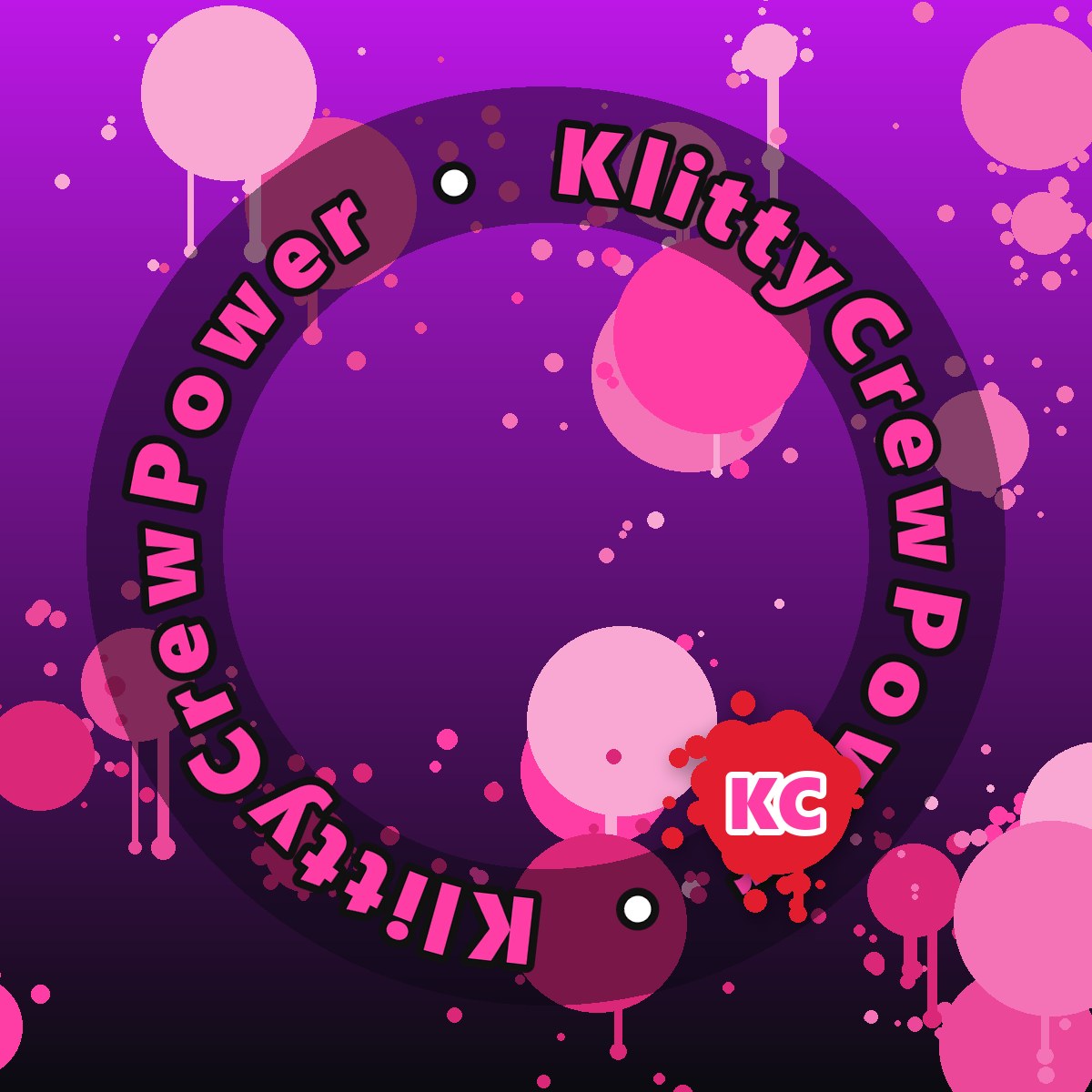Violet To Black KlittyCrewPower gradient sticker – round street art sticker