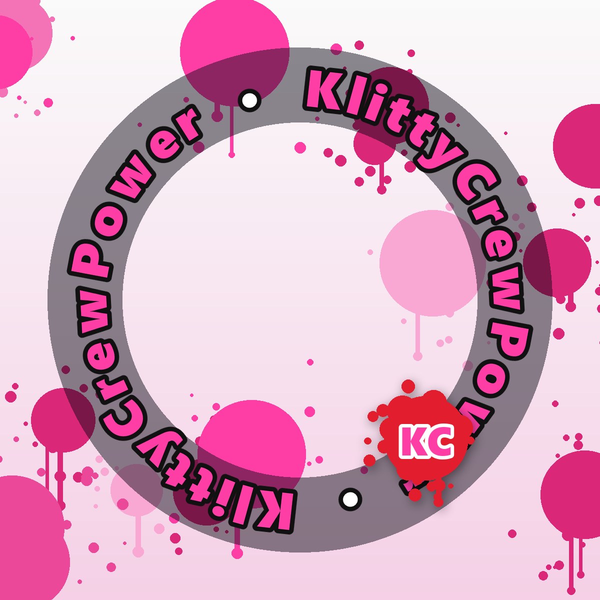 White Blush KlittyCrewPower gradient sticker – round street art sticker