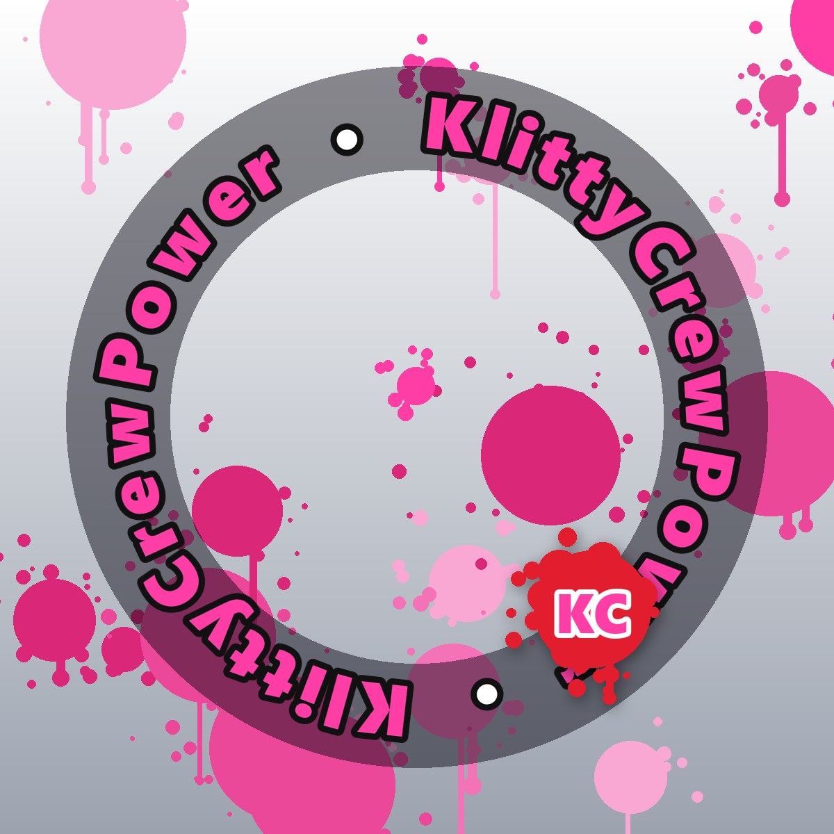 White Grey KlittyCrewPower gradient sticker – round street art sticker