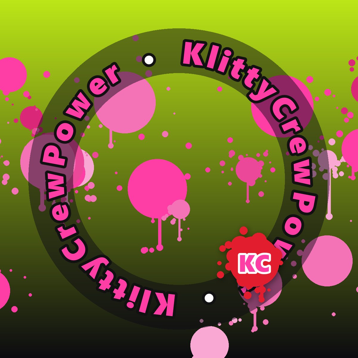 Yellow To Black KlittyCrewPower gradient sticker – round street art sticker