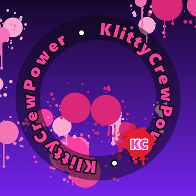 KlittyCrewPower round sticker – Dark Indigo gradient with pink paint splatters