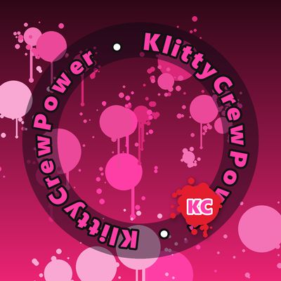 KlittyCrewPower round sticker – Dark Magenta gradient with pink paint splatters